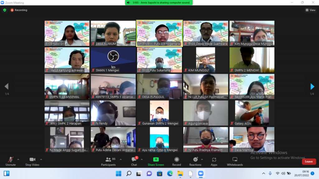 SOSIALISASI DAN EVALUASI PROGRAM DUTA STATISTIK TRIWULAN 2 TAHUN 2022